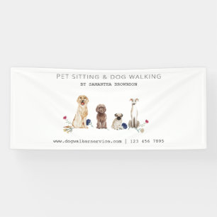Cute Elegant Pet Sitting Dog Walking Services Banner
