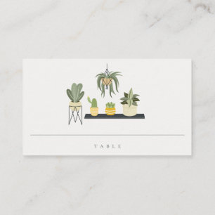 Cute Elegant Potted Leafy Succulent Plants Wedding Place Card