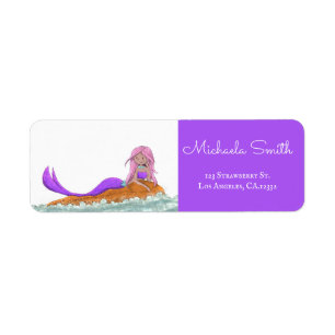 Cute Elegant Purple Mermaid Return Address