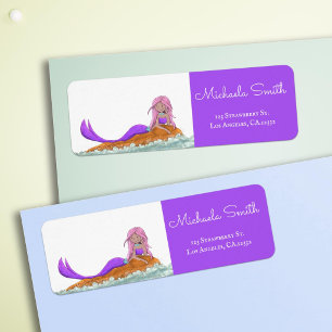 Cute Elegant Purple Mermaid Return Address