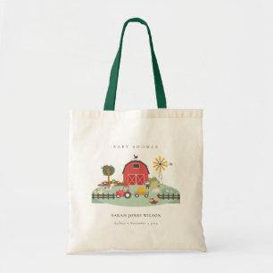 Cute Elegant Red Barnyard Farm Animal Baby Shower Tote Bag
