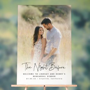 Cute Elegant Rehearsal Dinner Photo Welcome Sign