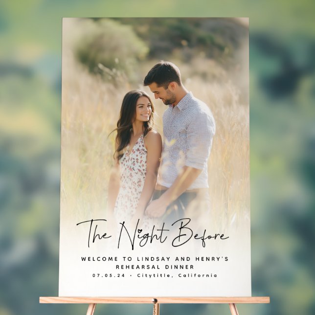 Cute Elegant Rehearsal Dinner Photo Welcome Sign (Neutral)