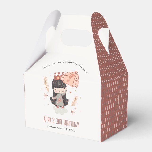 Cute Elegant Rust Boho Princess on Clouds Birthday Favour Box (Front Side)
