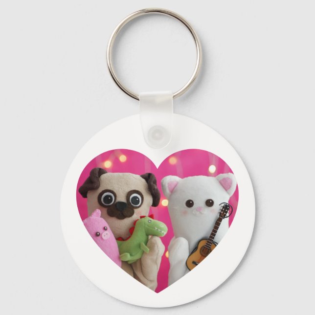 Cute Elegant Simple Minimalist Heart Photo Key Ring (Front)