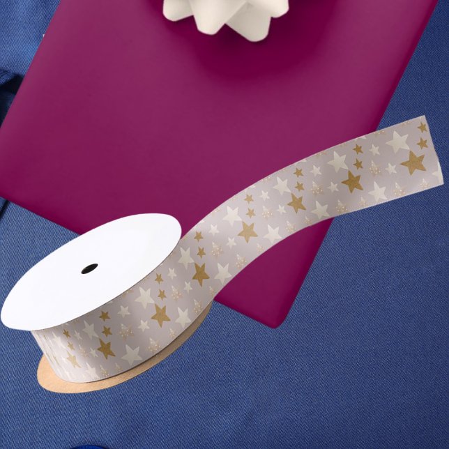 Cute Elegant Stars Christmas Dusty Pink Ribbon Satin Ribbon (Creator Uploaded)