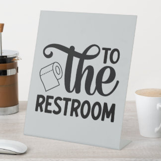 Cute Elegant To The Restroom Toilet Pedestal Sign