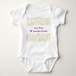 Cute Elegant Trendy Gold Stars Name Love Godmother Baby Bodysuit