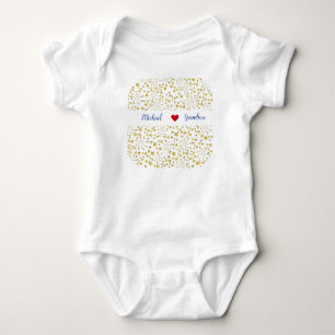 Cute Elegant Trendy Gold Stars Name Loves Grandma Baby Bodysuit