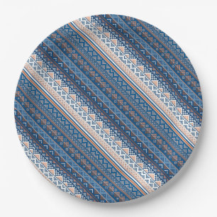 Cute elegant ukrainian patterns design paper plate