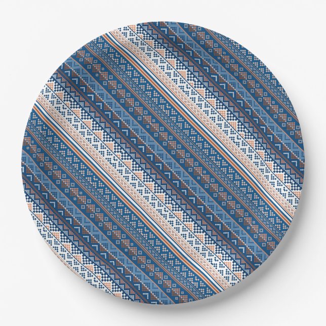 Cute elegant ukrainian patterns design paper plate (Front)