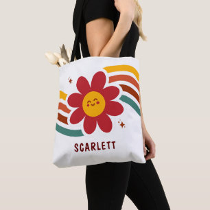 Cute Elegant Vintage Red Sunflower Floral Autumn Tote Bag