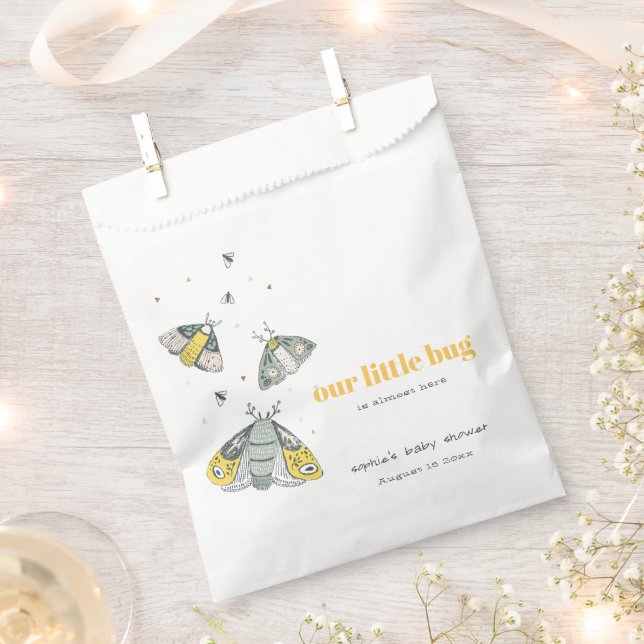 Cute Elegant Yellow Grey Little Bug Baby Shower Favour Bags (Clipped)