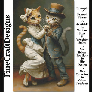 Cute Elegantly Dressed Dancing Cats BX1 Decoupage Tissue Paper
