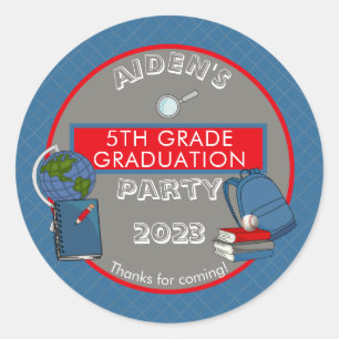 Cute Elementary Graduation Name Year School Classic Round Sticker