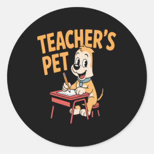Cute Elementary School Student Dog Funny Teachers Classic Round Sticker