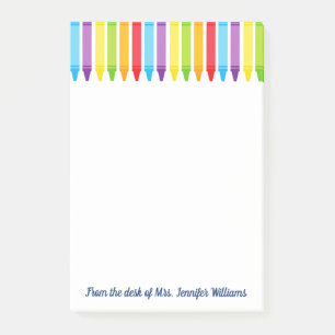 Cute Elementary School Teacher Crayon Custom Post-it Notes