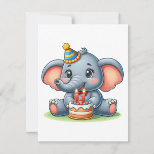 Cute Elephant 11th Birthday Card