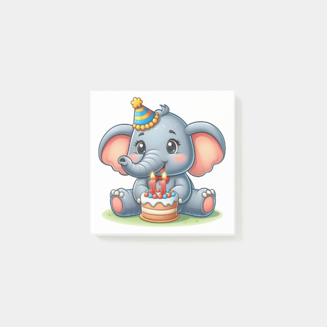 Cute Elephant 11th Birthday Post-it Notes (Front)