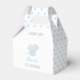 Cute Elephant 1st Birthday Blue Favour Box