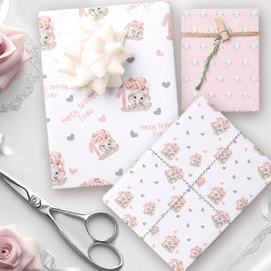 Cute Elephant   1st Birthday Girl Personalised Wrapping Paper Sheet