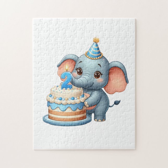 Cute Elephant 2nd Birthday Jigsaw Puzzle (Vertical)