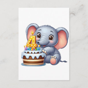 Cute Elephant 4th Birthday Enclosure Card