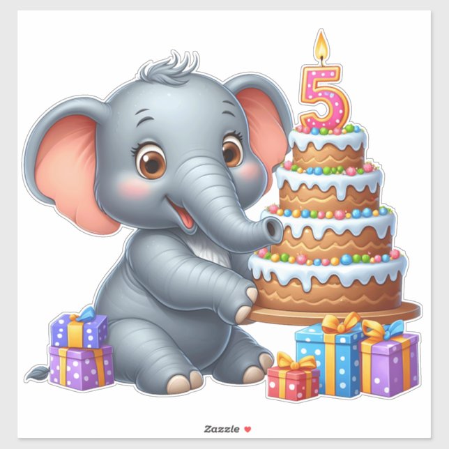 Cute Elephant 5th Birthday (Sheet)