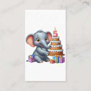 Cute Elephant 5th Birthday Business Card