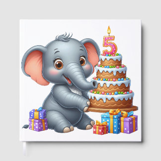 Cute Elephant 5th Birthday Guest Book