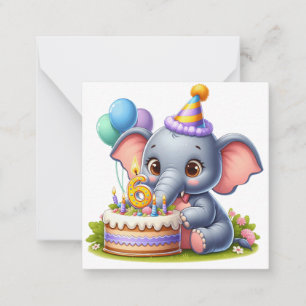 Cute Elephant 6th Birthday Card