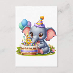 Cute Elephant 6th Birthday Enclosure Card
