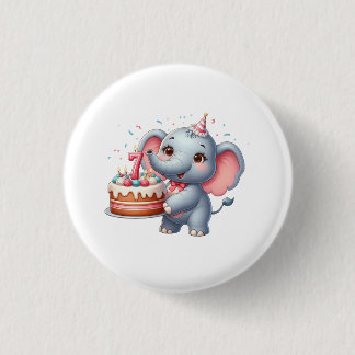 Cute Elephant 7th Birthday 3 Cm Round Badge