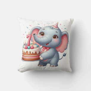 Cute Elephant 7th Birthday Cushion