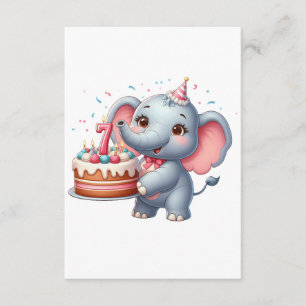 Cute Elephant 7th Birthday Enclosure Card