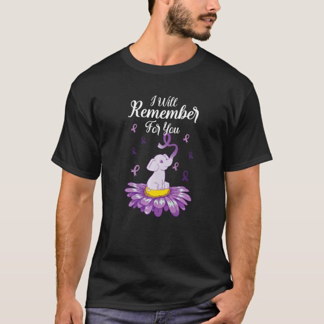 Cute Elephant Alzheimer's Awareness  T-Shirt (Front)