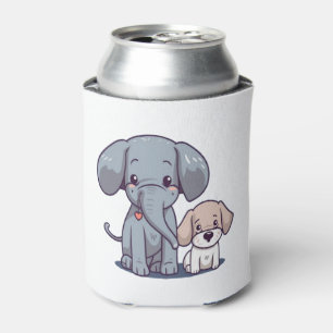 Cute Elephant and dog Can Cooler