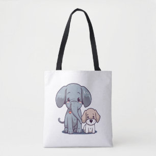 Cute Elephant and dog Tote Bag