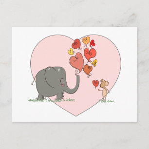cute elephant and mouse valentine love vector holiday postcard