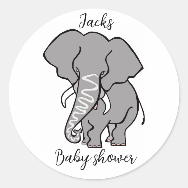 Cute ELEPHANT - Animal - baby shower - Personalise Classic Round Sticker (Front)