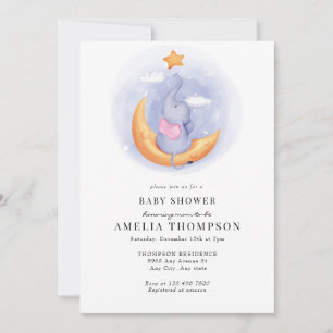 Cute Elephant Animals Baby Shower Invitation