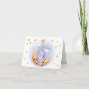 Cute Elephant   Animals Baby Shower Thank You Card
