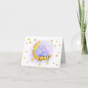 Cute Elephant   Animals Baby Shower Thank You Card