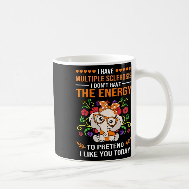 Cute Elephant Awareness Multiple Sclerosis Warrior Coffee Mug (Right)