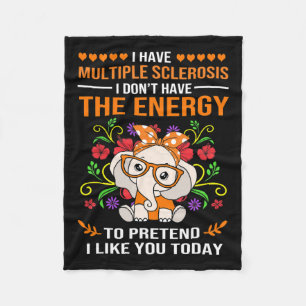Cute Elephant Awareness Multiple Sclerosis Warrior Fleece Blanket
