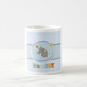 Cute Elephant Baby Boy Announcement Coffee Mug