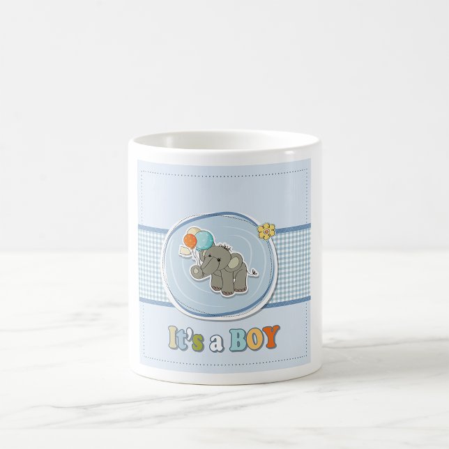 Cute Elephant Baby Boy Announcement  Coffee Mug (Creator Uploaded)