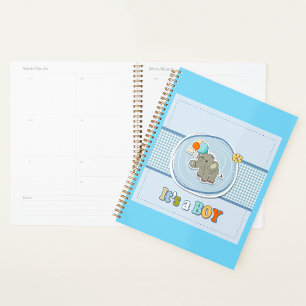 Cute Elephant Baby Boy Announcement  Planner