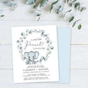 Cute Elephant Baby Boy Couples Shower Invitation