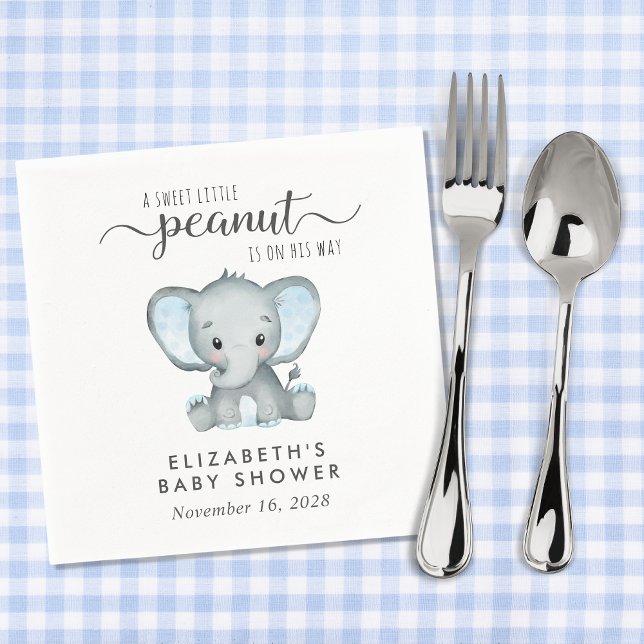 Cute Elephant Baby Boy Shower Napkin (Creator Uploaded)